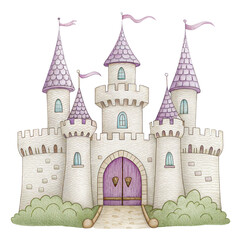 Watercolor lavender fairytale castle clipart © ThemeRage