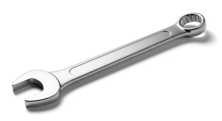 Chrome wrench isolated on white is perfect for your next DIY project or automotive repair design, showcasing precision and quality craftsmanship