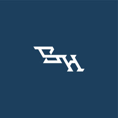 monogram modern logo initial esport concept design SH minimalist techno style letter