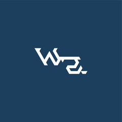 WZ letter initial esport concept design minimalist techno style monogram modern logo