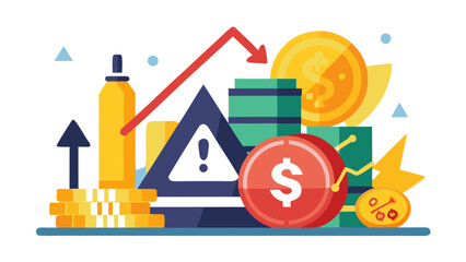 Fototapeta premium Financial warning signs and market volatility illustration
