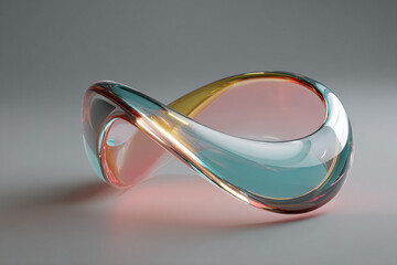 translucent glass mobius strip with gradient colors and highlights