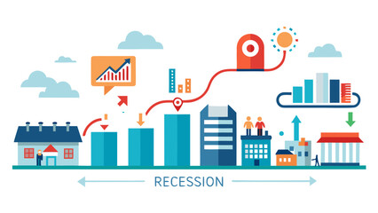 Obraz premium recession concept with cityscape and graphs