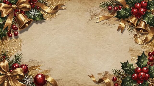 Festive Christmas frame border with fir branches, pine cones, and holiday decorations for a vector New Year card illustration