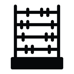 Solid abacus icon for beads count, math tool, and classic calculate.