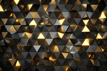 an abstract geometric background of black and gold triangles with dramatic lighting