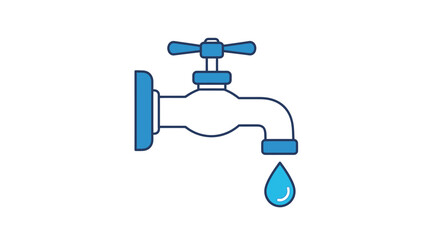 Simple blue water tap with droplet a minimalist vector silhouette