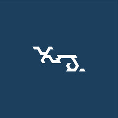 XJ letter initial esport concept design minimalist techno style monogram modern logo