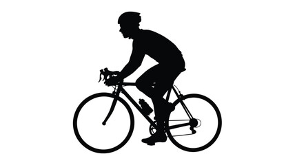 A cyclist riding a road bike in a black silhouette