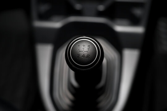 close up of car gear stick selector 5 speed. concept transport travel. 
