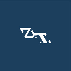 ZT letter initial esport concept design minimalist techno style monogram modern logo