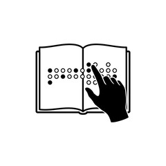 Single hand reading braille page top view vector illustration
