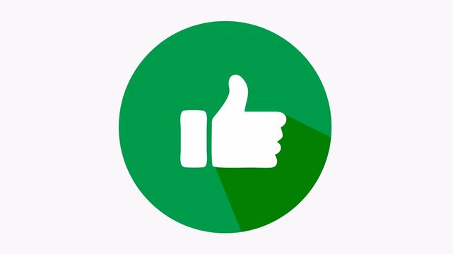 White thumbs up symbol in a green circle. Suitable for social media, feedback & approval.