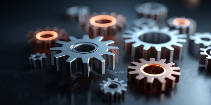 Comprehensive Visual Representation of Project Management Concepts with Gears and Icons for Business and Upgrade Efficiency