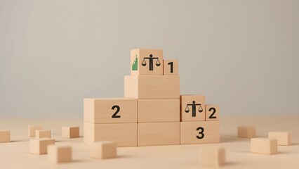 Business Strategy, Growth, Achievement, Office, Wooden Blocks, Indoor, Conceptual Visualization