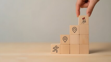 Progression of Blocks Symbolizing Growth and Achievement in a Minimalist Workspace