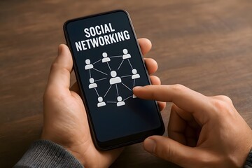 Smartphone in use for social networking, concept for technology and online communication.