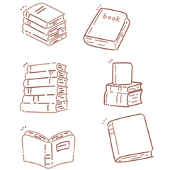 Line art vector set of books 