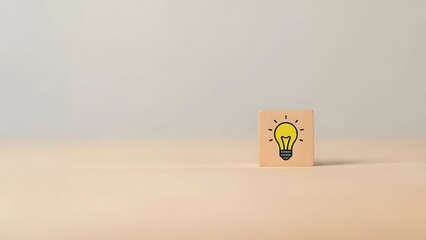 Light Bulb Concept on Minimalist Table, Business Environment, Illustration