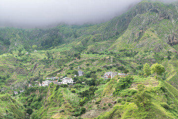 Misty terraced highlands of Santo Antāo, Cape Verde