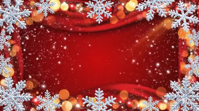 A red Christmas background illustration with festive snowflakes, ornaments, and stars perfect for a winter holiday design or card