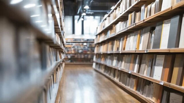 Video A of a bookshelf filled with many books, providing a compact and informative description for customers searching for similar