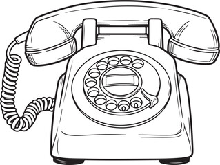 Vintage Rotary Telephone Illustration Retro Phone Vector, Vintage rotary dial telephone vector illustration for old phone communication and technology design