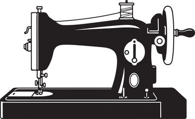 vintage sewing machine silhouette vector,