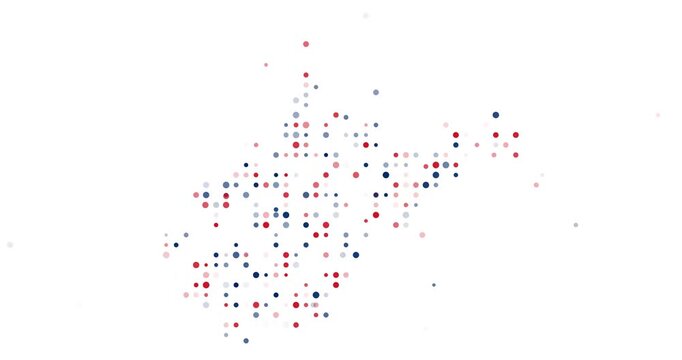 Abstract Falling Dots Forming Shape of West Virginia State