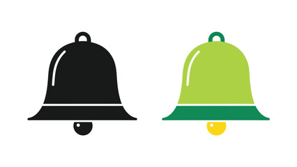 Two bell icons one black and one green displayed side by side