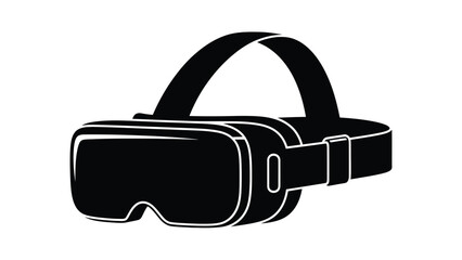 A sleek black outline of virtual reality headset technology for immersive experiences