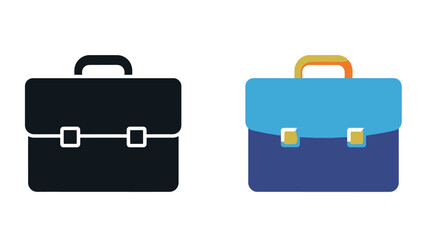 Black and blue briefcases with buckle straps shown in a two tone design