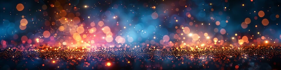 Panoramic Bokeh Lights Abstract Background with Reflections
