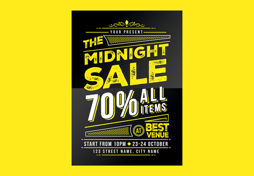 Midnight Sale Flyer Poster