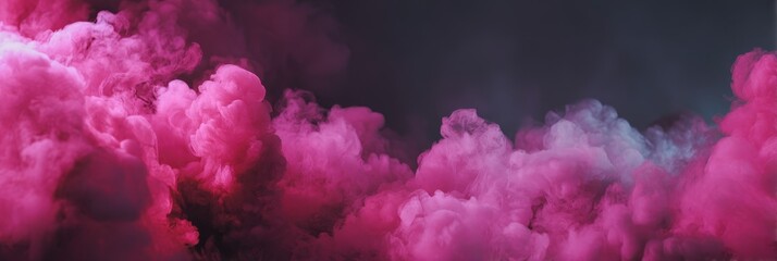 Fototapeta premium Vibrant magenta smoke plumes rising against a dark background