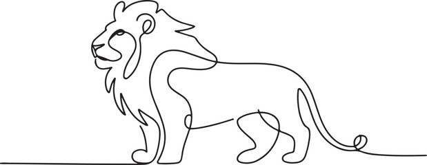 Single line drawing of Lion - Vector line art. one line Icon drawing