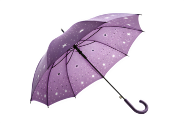 Purple polka dot umbrella isolated on transparent background