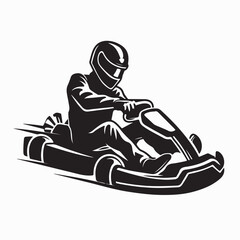 Fototapeta premium Go Kart Racing Driver Logo Vector Isolated on White Background