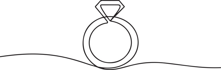 Wedding ring icon single line art, continuous one line drawing of Isolated outline vector art. one line Icon drawing