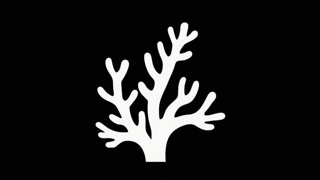 Black vector illustration of a hand-drawn silhouette design for a nature plant or flower art symbol. Elkhorn coral silhouette,