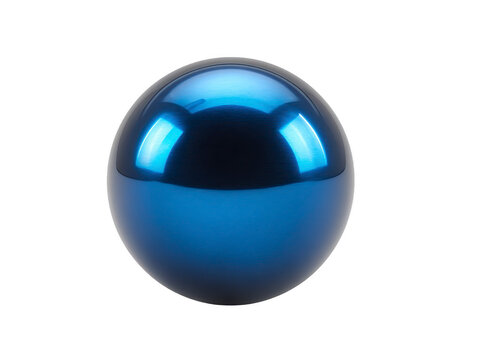 Shiny blue metallic sphere with smooth reflective surface, isolated on transparent background, modern minimal design, futuristic and elegant, suitable for technology or abstract concepts