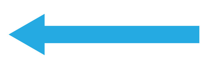 Blue arrow pointing left. Long Directional Navigation Symbols. Long Arrow Icon vector illustrator.