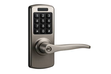 Digital door lock isolated on transparent background