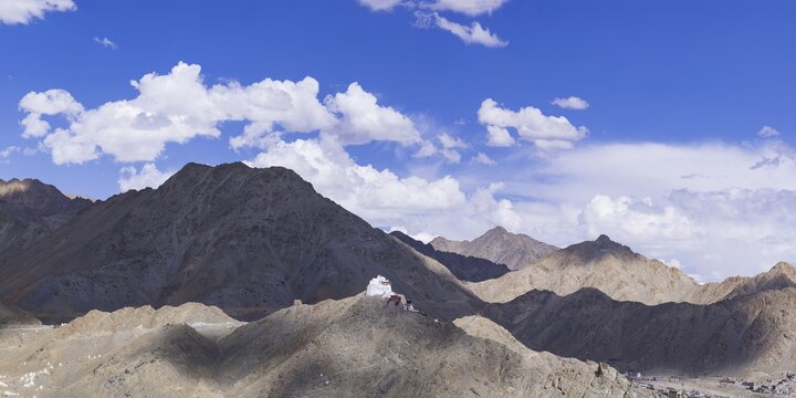 The Namgyal Tsemo Gompa monastery on Tsenmo Hill, a viewpoint over Leh, Ladakh, Jammu and Kashmir, India