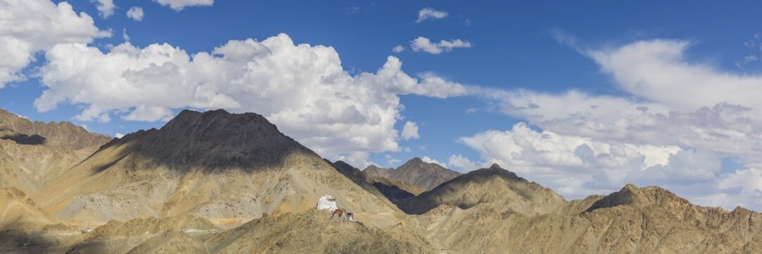 The Namgyal Tsemo Gompa monastery on Tsenmo Hill, a viewpoint over Leh, Ladakh, Jammu and Kashmir, India