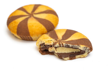 Striped cookies with cream isolated