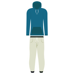 Hoodie and sweatpants in flat style on white background