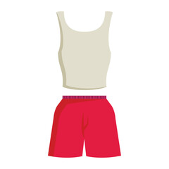 White tank top and red shorts ideal for sports