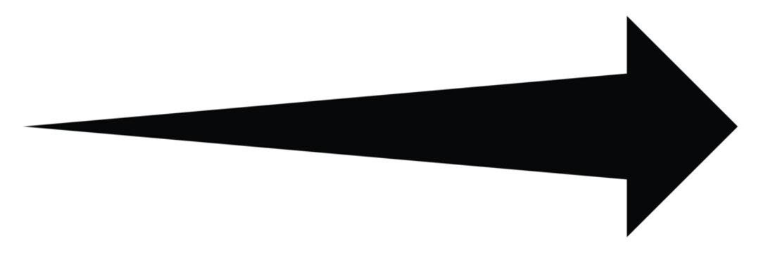 Long arrow vector icon. Arrow pointing to the right on a white background. Black arrow forward, Vector illustrator