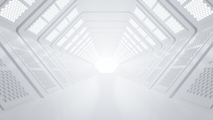 Obraz premium Abstract Futuristic empty floor and room Sci-Fi Corridor With light for showcase,room,interior,display products.Modern Future cement floor and wall background technology interior concept.3d render